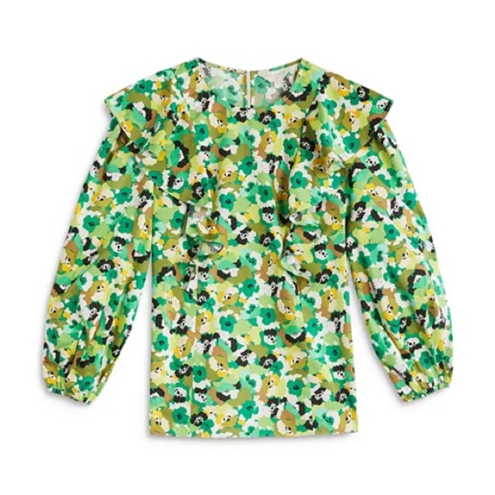 Ted Baker Gigie Printed Frill Shoulder Top in Size 2 - Picture 3 of 9
